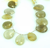 GOLDEN RUTILE PEAR FACETED BEADS