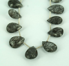 BLACK RUTILE  PEAR FACETED BEADS