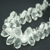 CLEAR QTZ TWISTED DROP FACETED BEADS