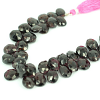 GARNET PEAR FACETED BEADS 