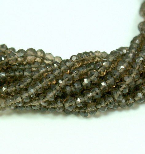 Smoky Qtz Rondelle Faceted Beads