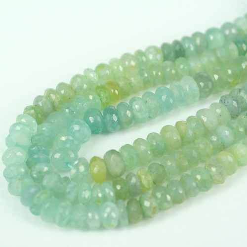 Shaded Aquamarine Rondelle Faceted Beads 