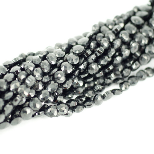 BLACK SPINEL COIN FACETED BEADS 4-5 MM