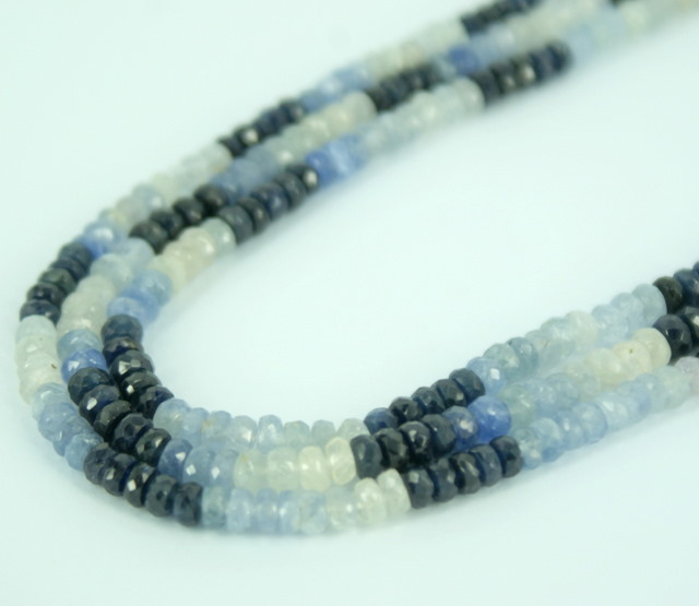 Blue Sapphire Shaded Rondelle Faceted Beads