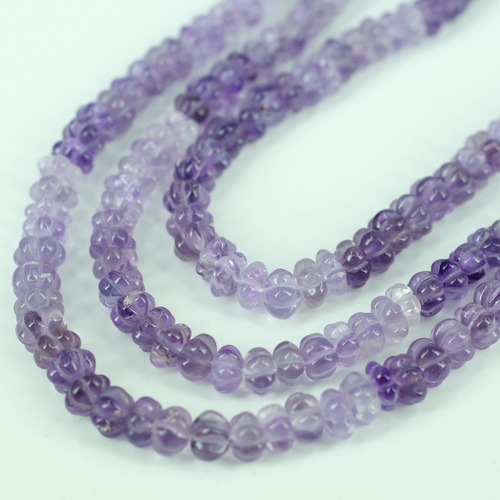 AMETHYST CARVED MELON BEADS