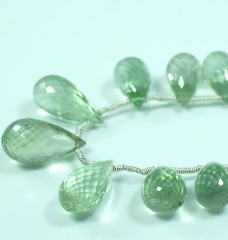 Green Amethyst Drop Faceted