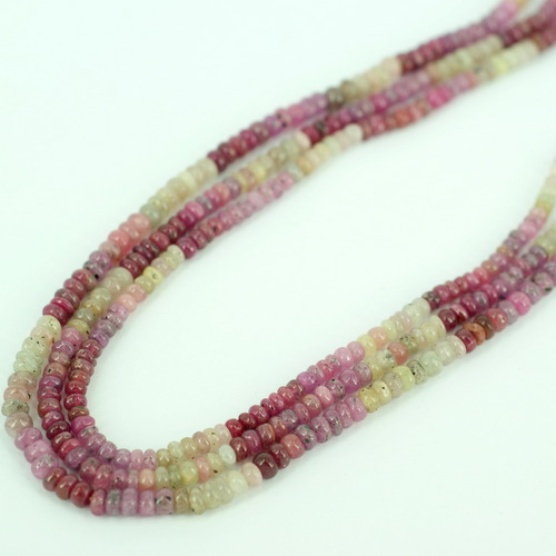 YELLOW AND PINK SAPPHIRE RONDELLE PLAIN BEADS