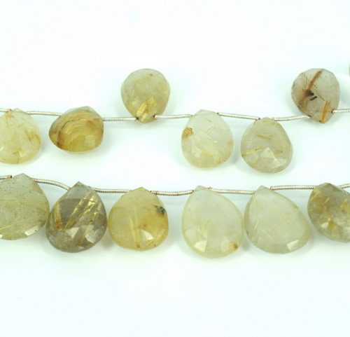 GOLDEN RUTILE PEAR FACETED BEADS