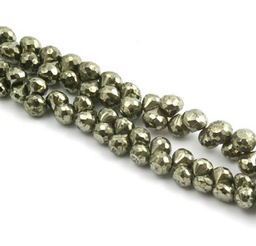 SILVER PYRITE ONION FACETED BEADS