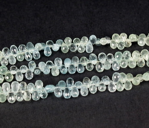 MULTI AQUA SIDE DRILL DROP FACETED BEADS