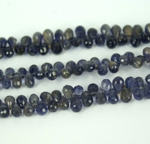 IOLITE DROP FACETED BEADS