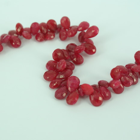 Ruby Pear Faceted Beads